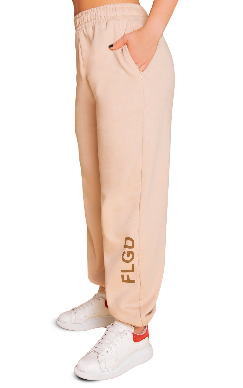 Free Spirit Women's Oversized Jogger Sweatpants Soft Sandstone - FLGD